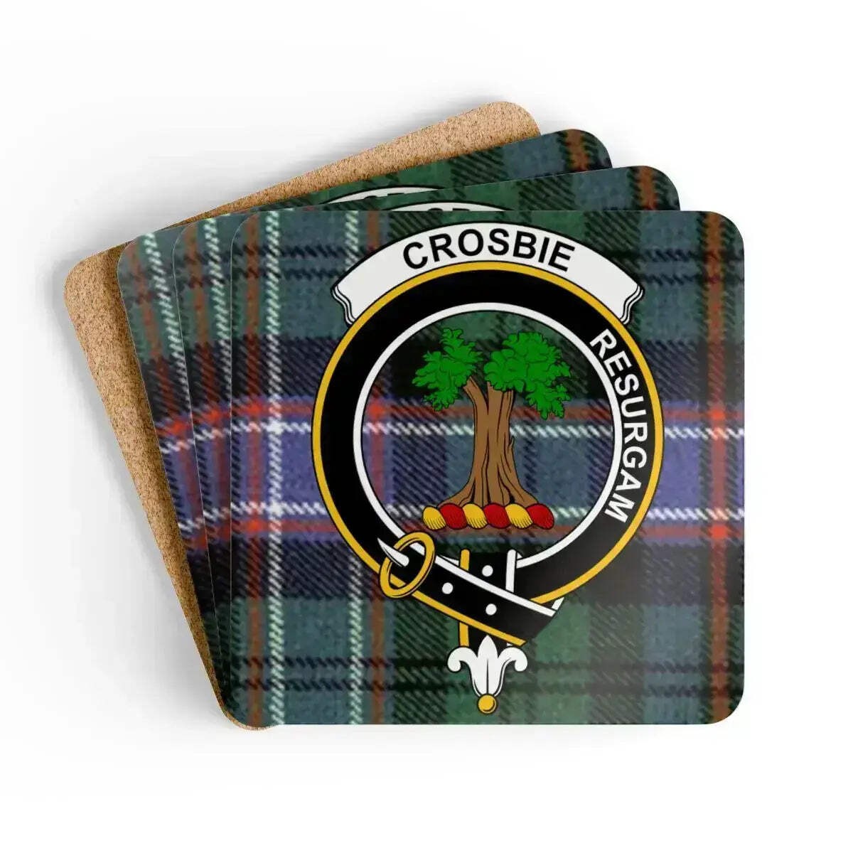 Crosbie Crest Scottish Tartan Coaster Set