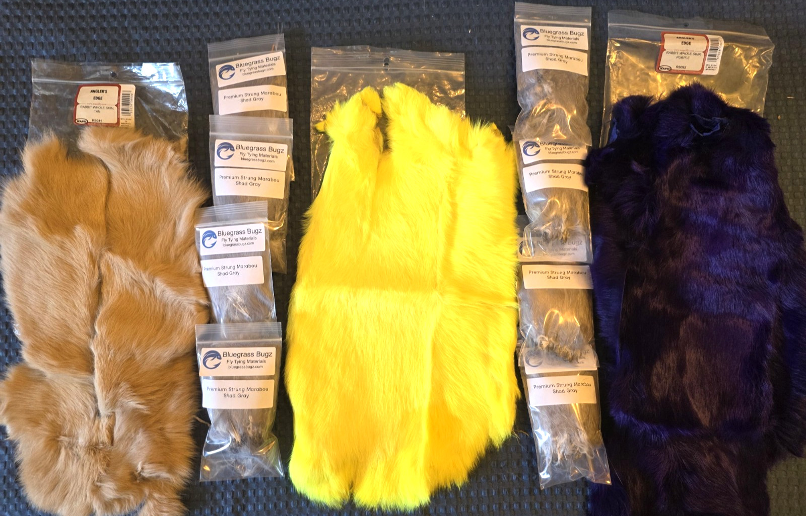 Premium Wapsi Dyed Rabbit Skins for Fly Tying and Jig Making-Strung Marabou