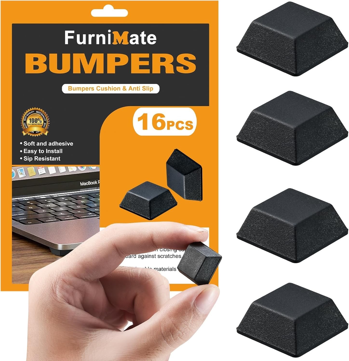 "Conical Rubber Bumpers Black - 16 PC Combo -