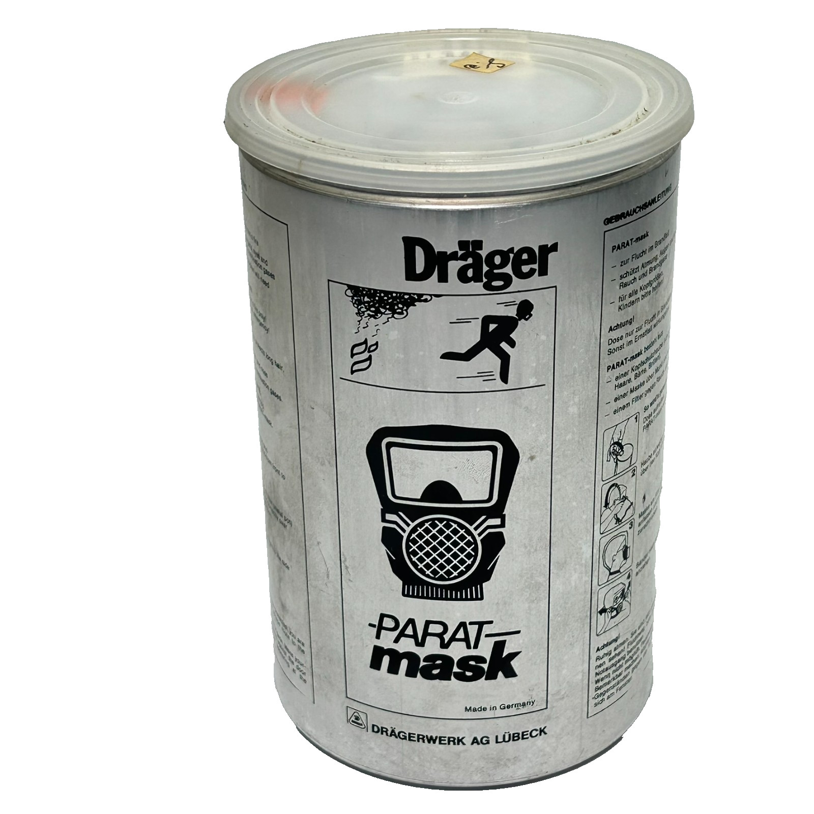 Vintage Drager Parat 3100 Mask Fire Escape Hood Device Gas Mask