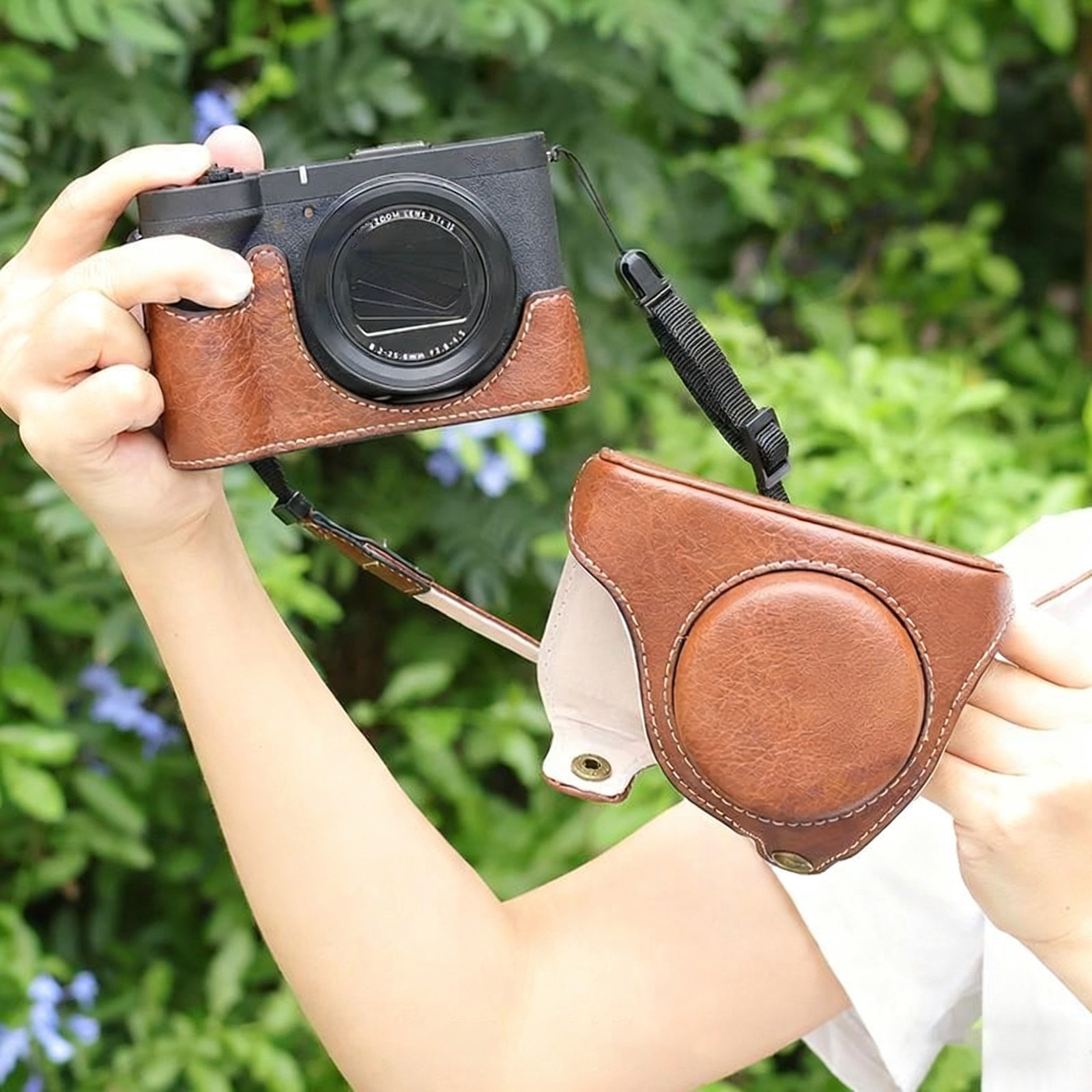 Camera Dock Bag Base Protective Cover Leather Case Shell For Canon Powershotv1