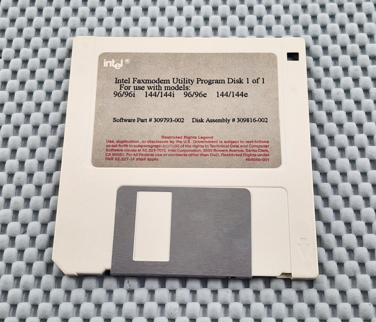 Intel Fax modem Utility Program 3.5" Floppy Disk 96/96i 144/144i 620866-001