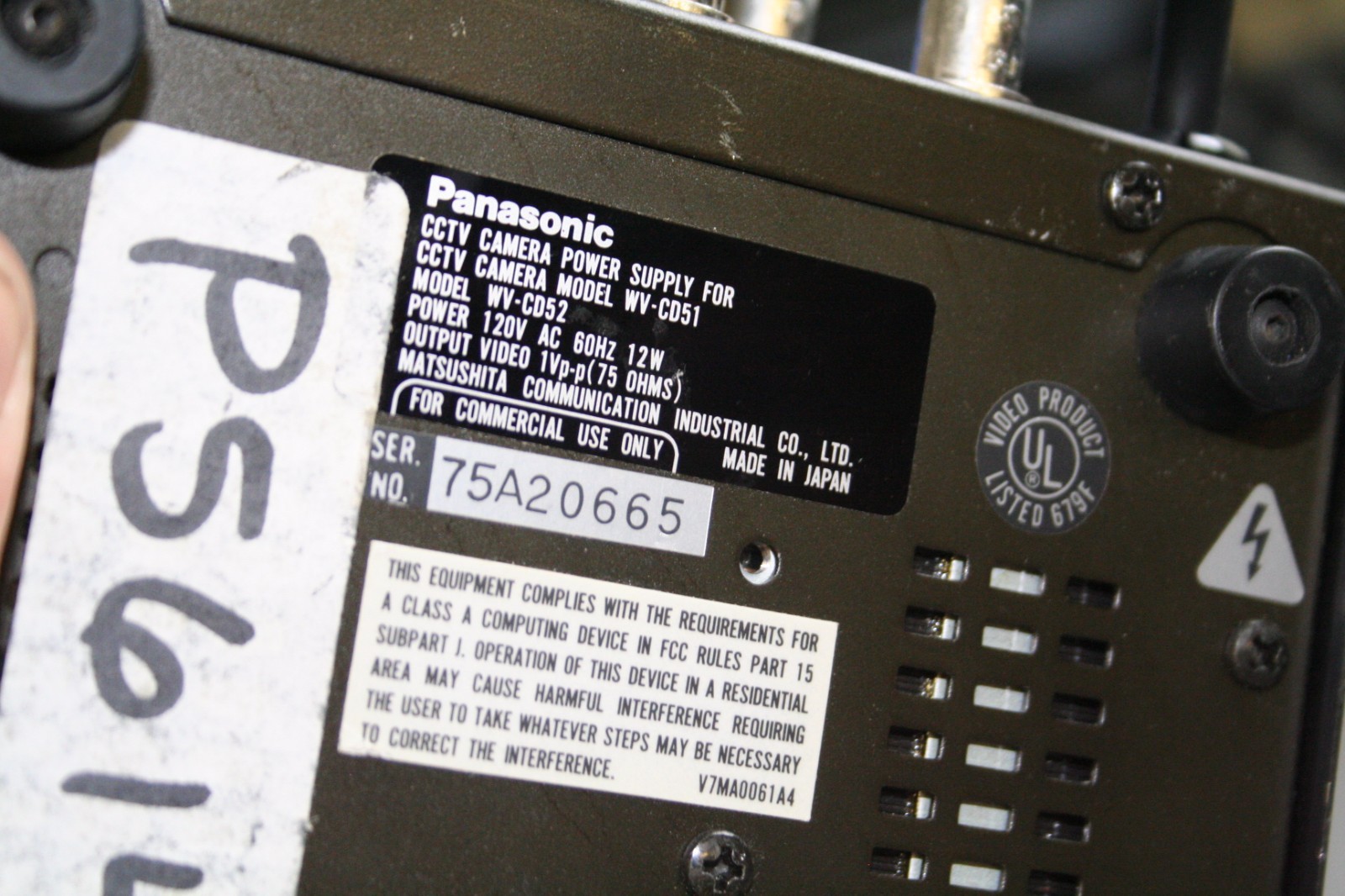PANASONIC WV-CD52 POWER SUPPLY usz