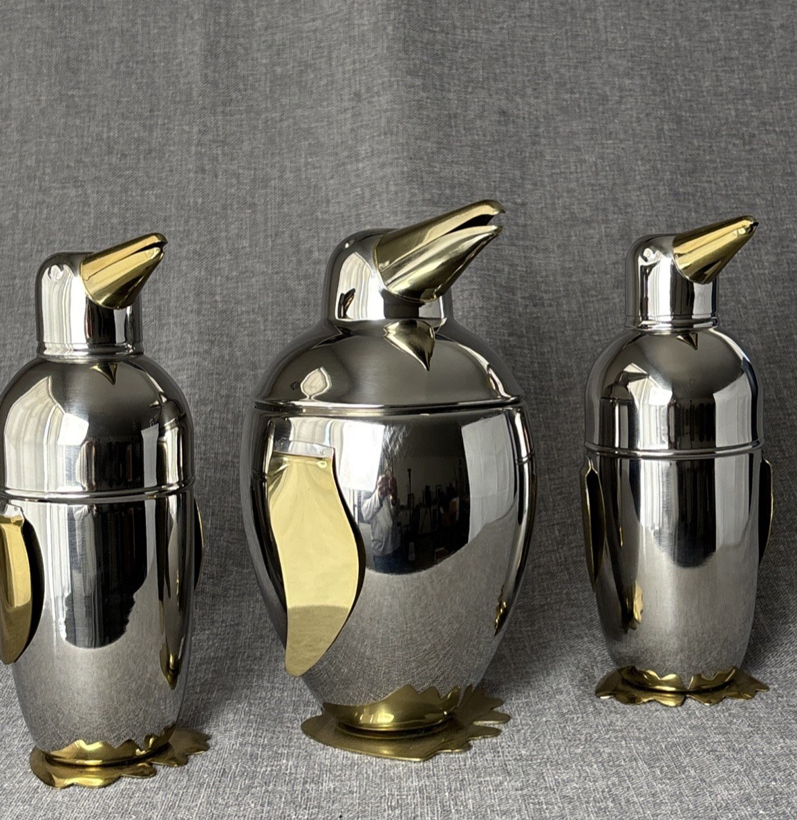 1 Set-PIER 1 Import Stainless Steel Penguin Cocktail  Ice Bucket/Mixer 9" Tall