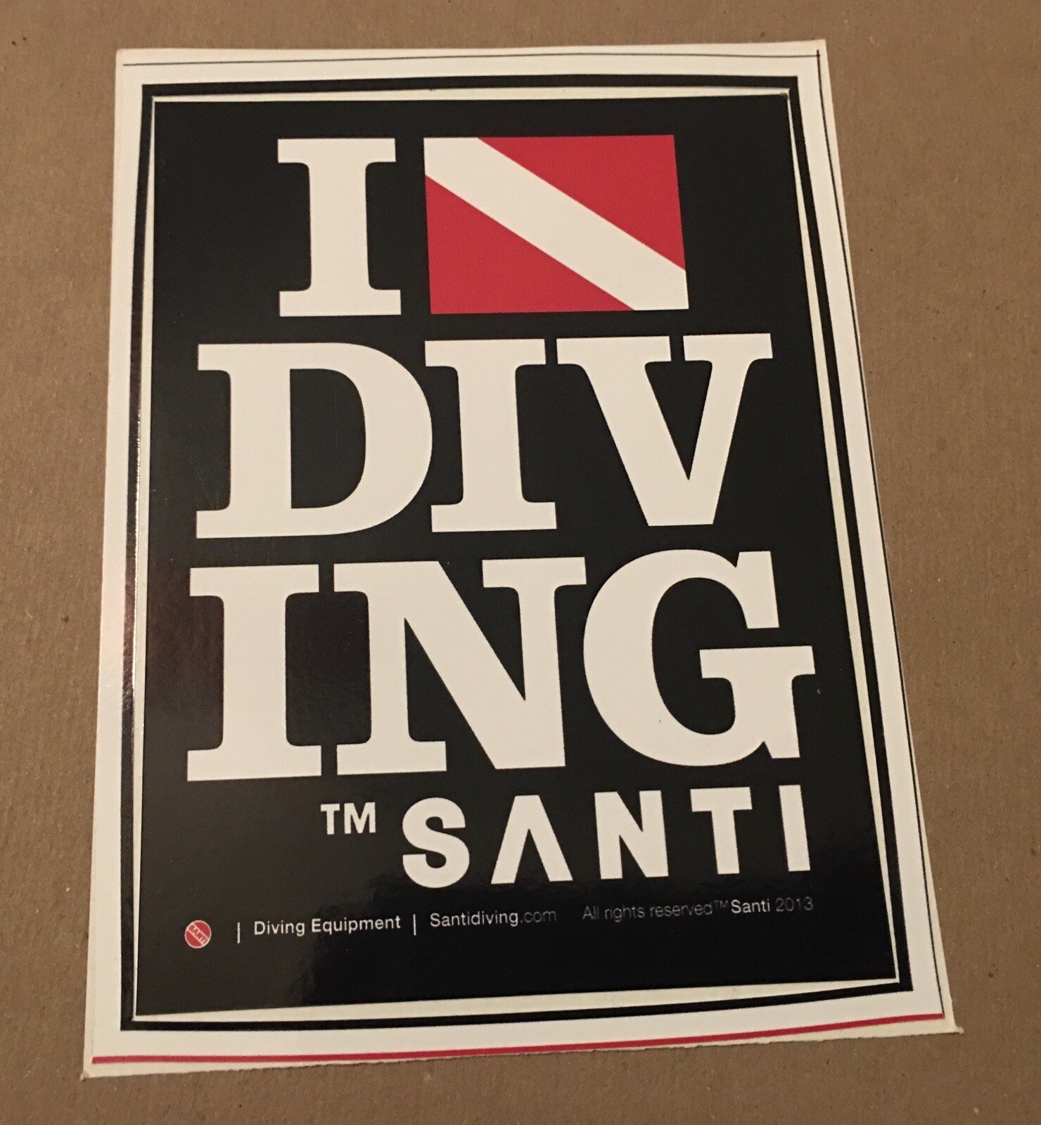 Diving Santi Rare Vinyl Glossy Sticker Scuba Suit Dive Diver Marine