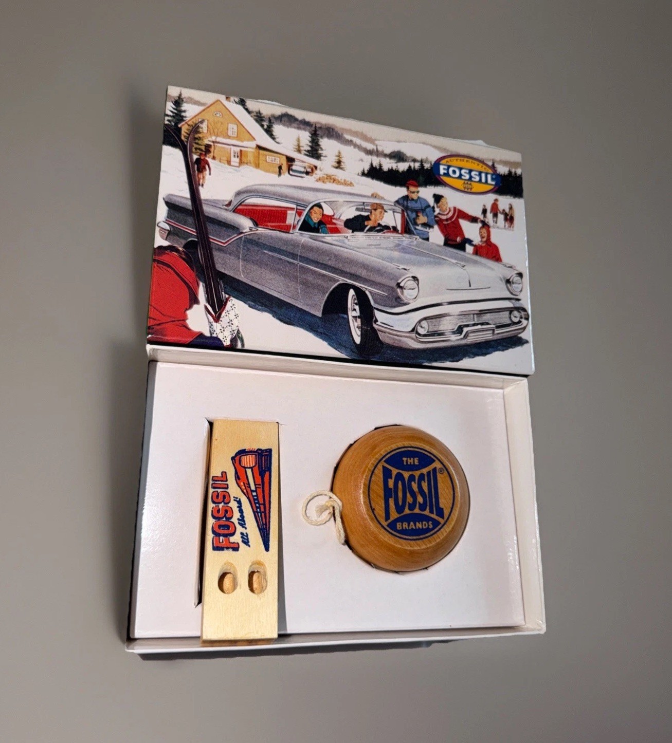 Vtg Fossil Yo-Yo & Whistle Gift Set Original Box Advertising Collectible