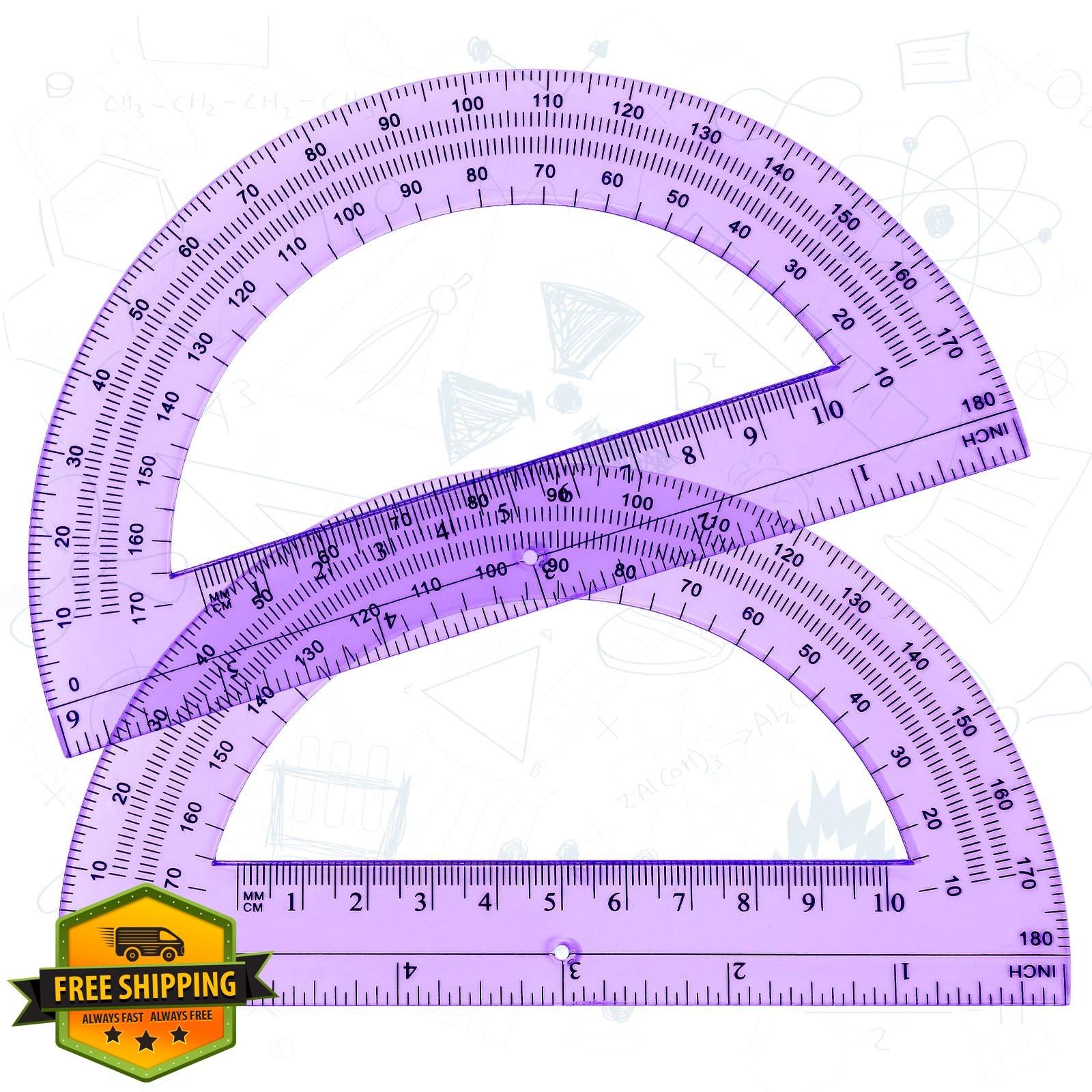 Zonon Protractor 6 Inch Purple