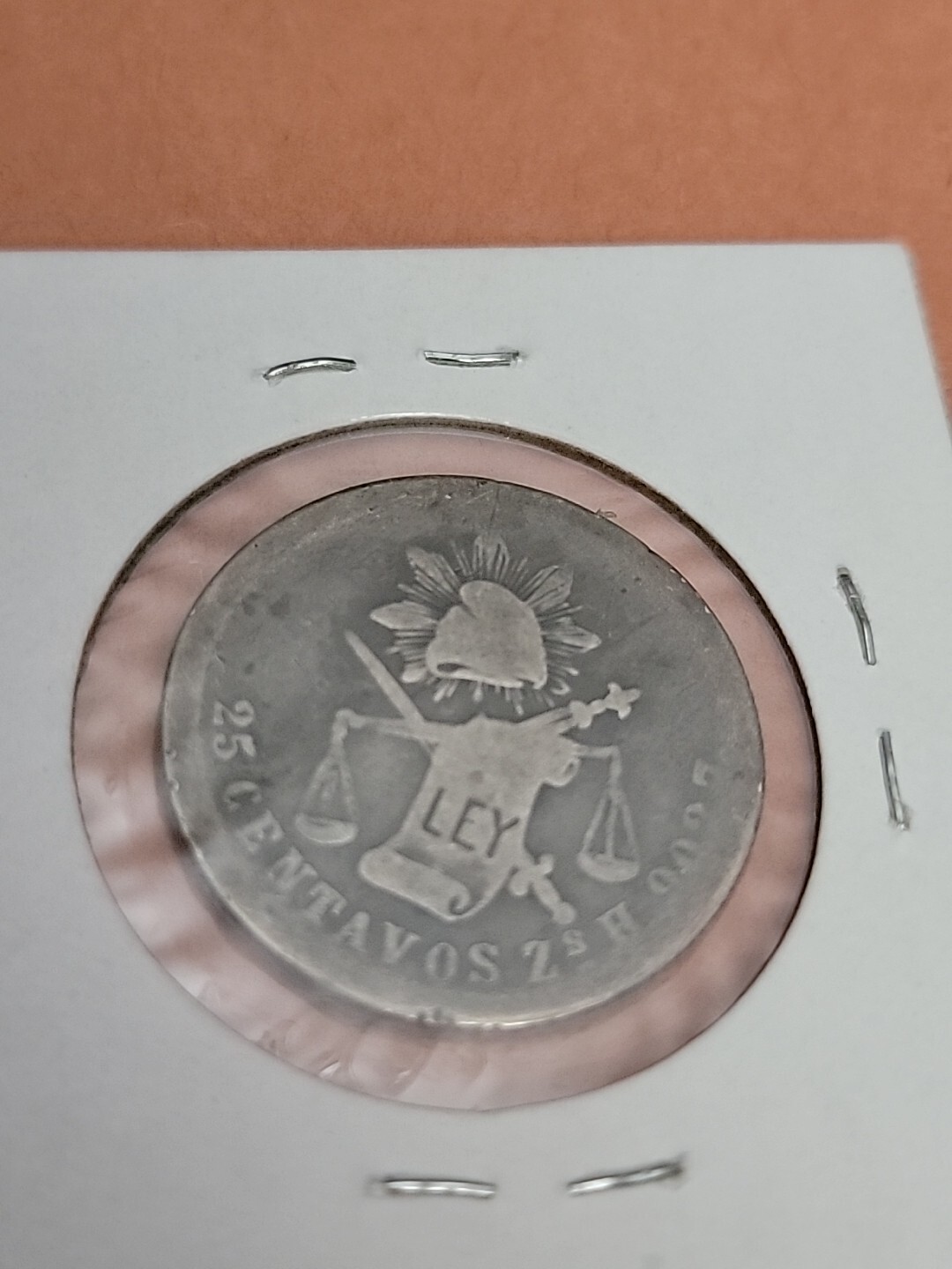 MEXICO Republic 1873 Silver Coin 25 Cerventos