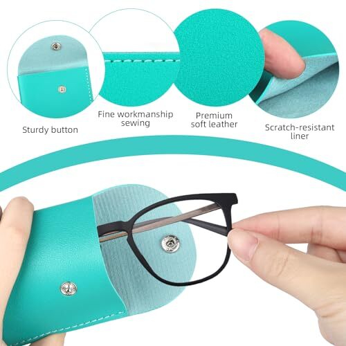 10 Pack Soft Eyeglass Case Assorted Colors Leather Glasses Case Portable