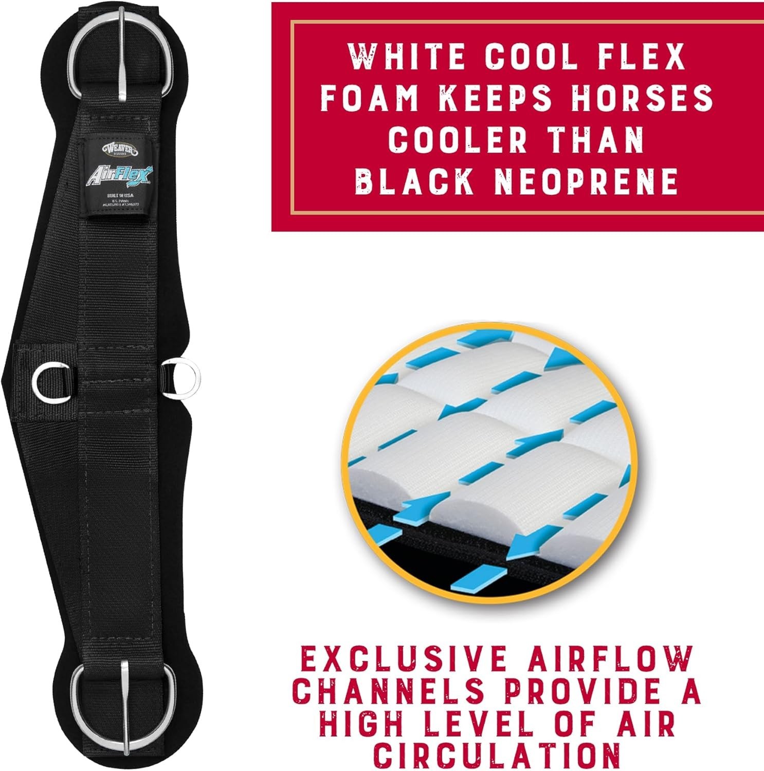 AirFlex Roper Horse Cinch, Black - Lightweight & Comfortable