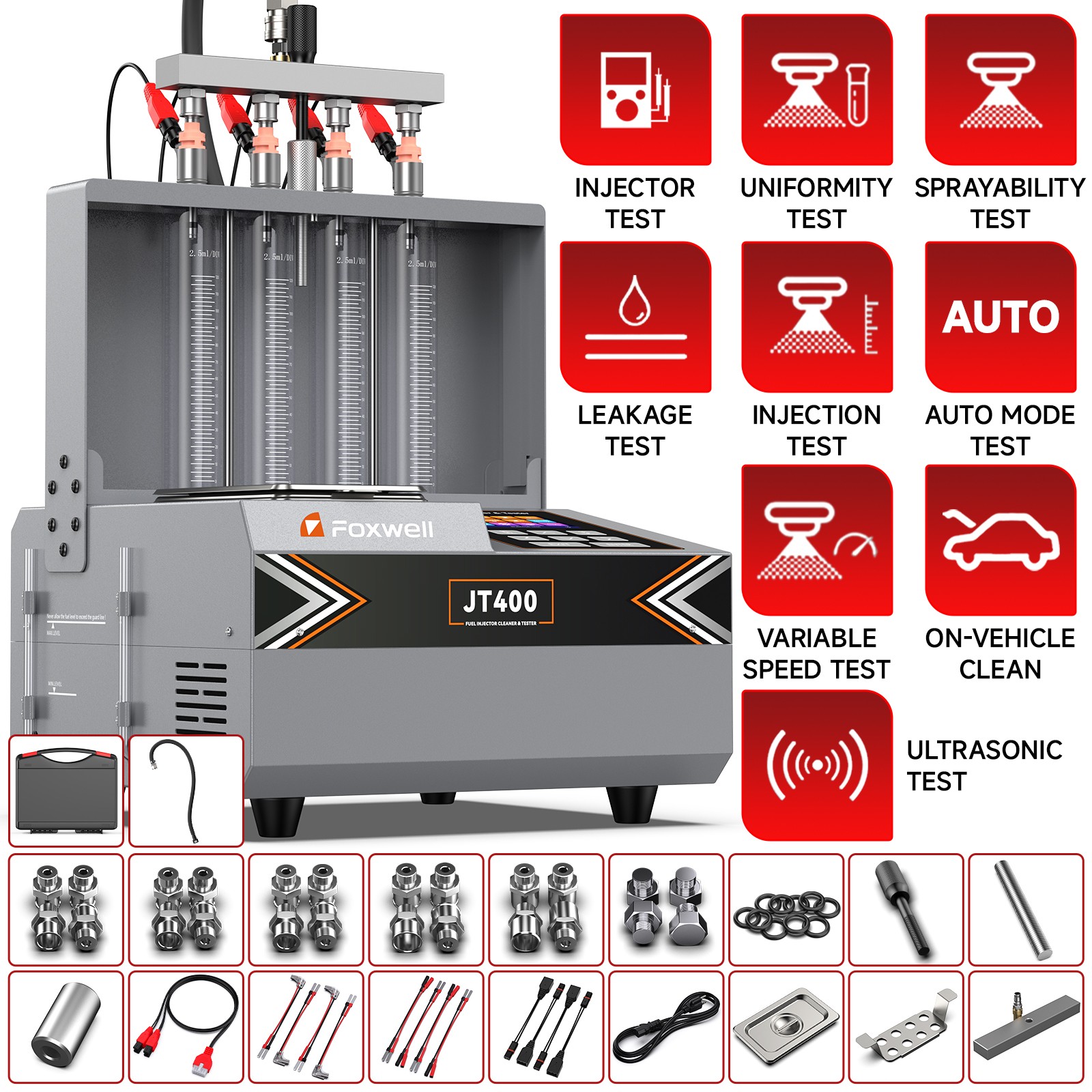 Fuel Injector Cleaner Tester 4Cylinder Ultrasonic Injector Cleaning Machine GDI