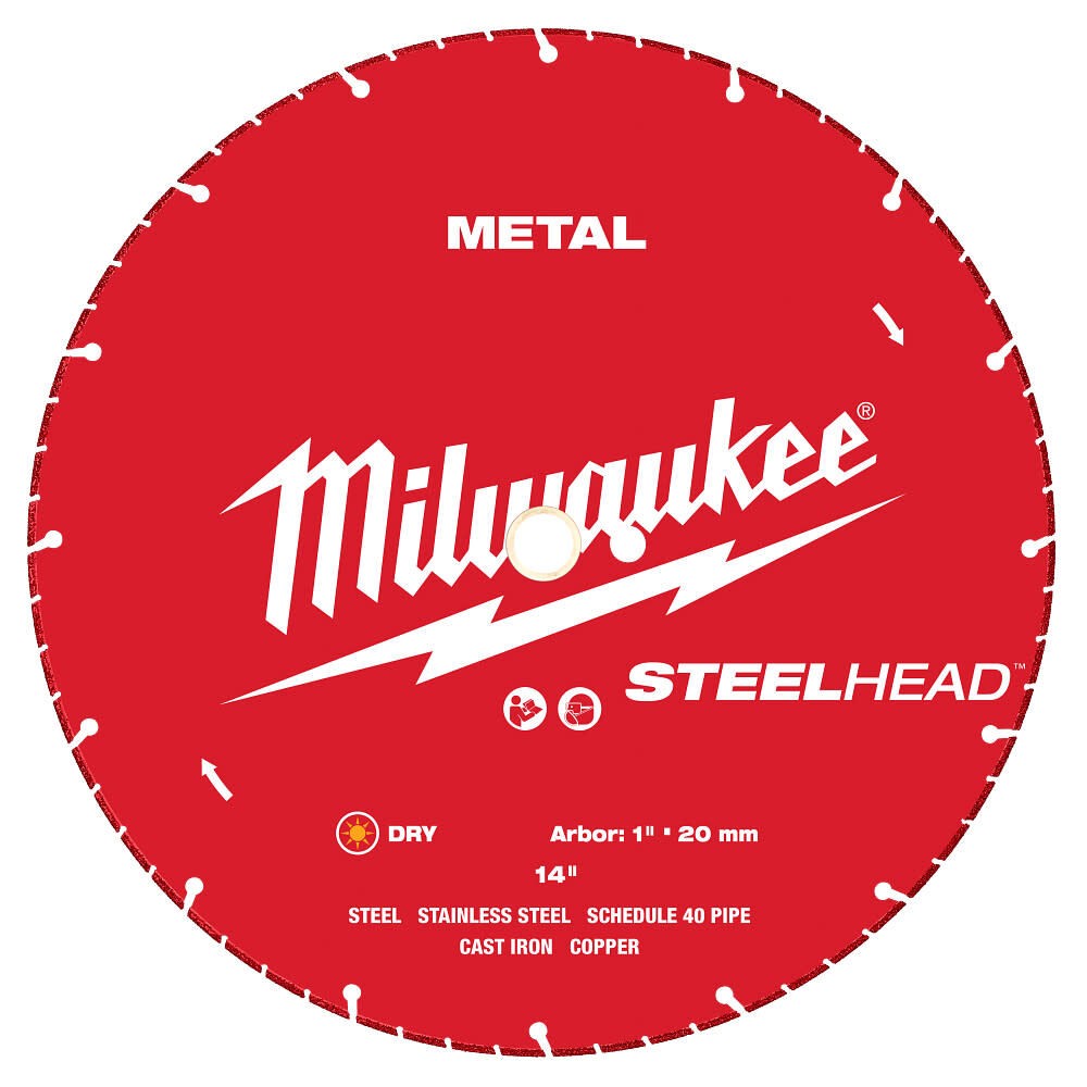 Milwaukee Steelhead 14 Inch Segmented Rim Diamond Cut-Off Blade For Metal
