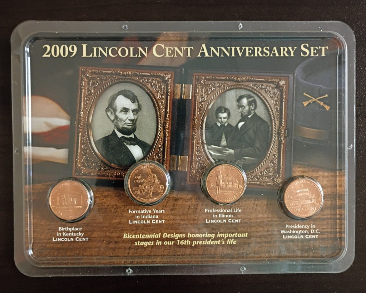 2009 Lincoln Cent Anniversary Set of 4 Penny Coins Littleton Company