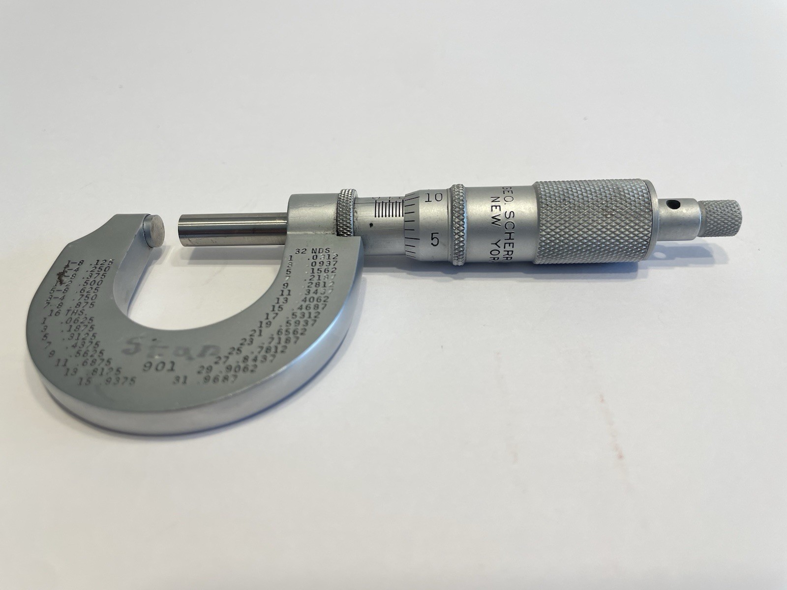 Vintage Geo Scherr Co New York 0-1” Outside Micrometer .0001