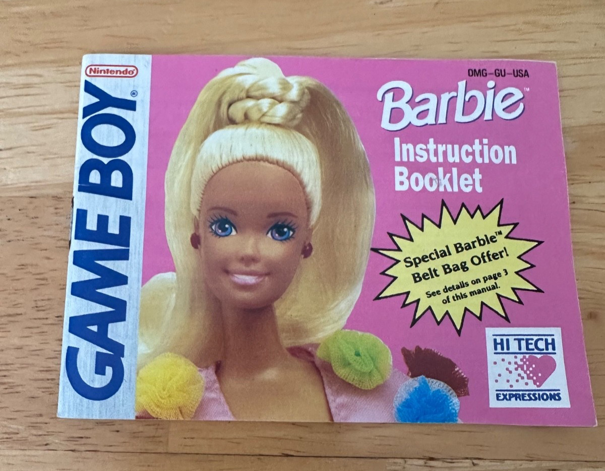 BARBIE instruction booklet Nintendo GAME BOY 1992 Pre-Owned some wavy pages