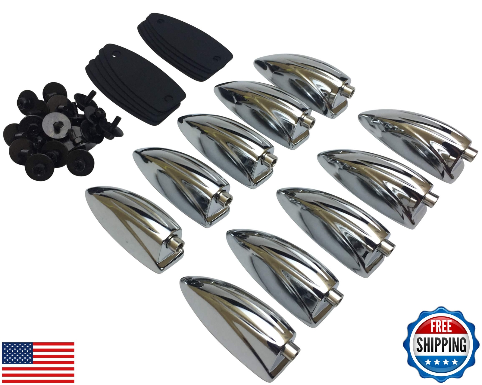 Single End Bass Drum Lugs - (10 Pack, Chrome)
