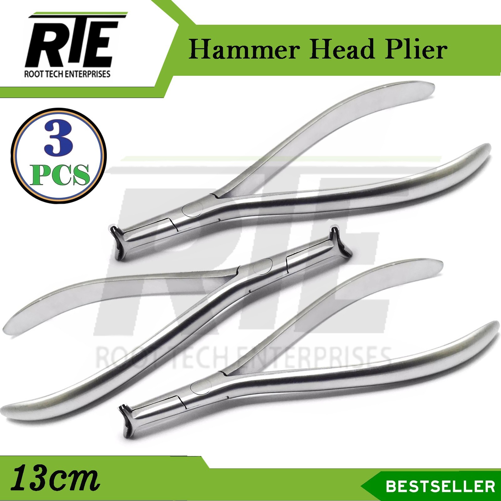 Dental Orthodontic 3pc Hammer Head Pliers Serrated NiTi Archwire Forming Tool