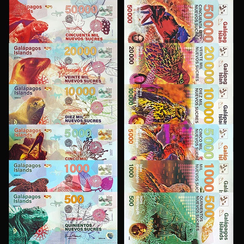 Galapagos Islands 6pc, 500 1000 5000 10000 20000 50000 Notes, 2021, Polymer