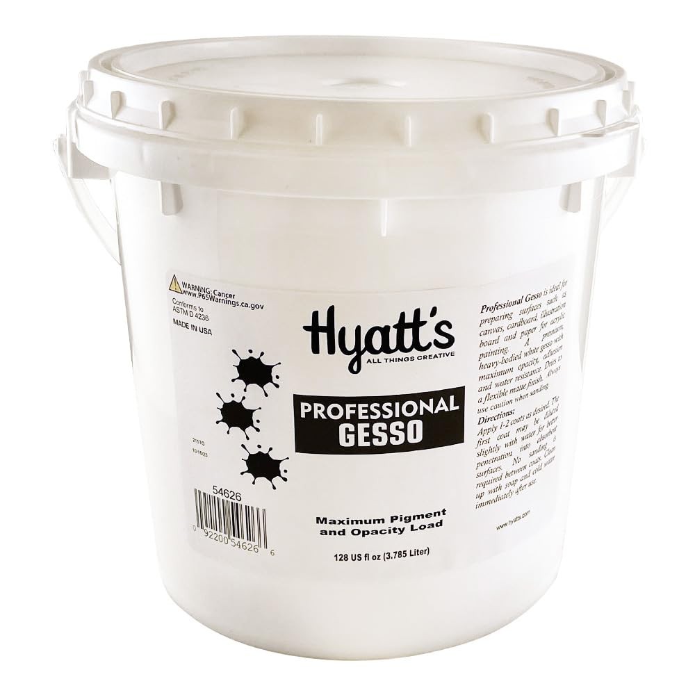 Acrylic Gesso Primer 1 Gallon - Maximum Pigment, Non-Toxic Surface Prep