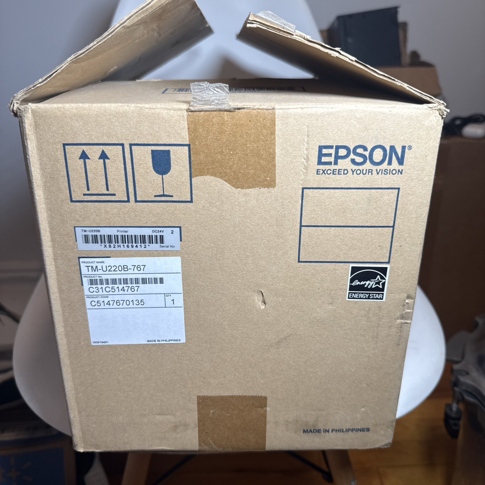 Epson TM-U220B Kitchen Receipt Printer Complete In Box