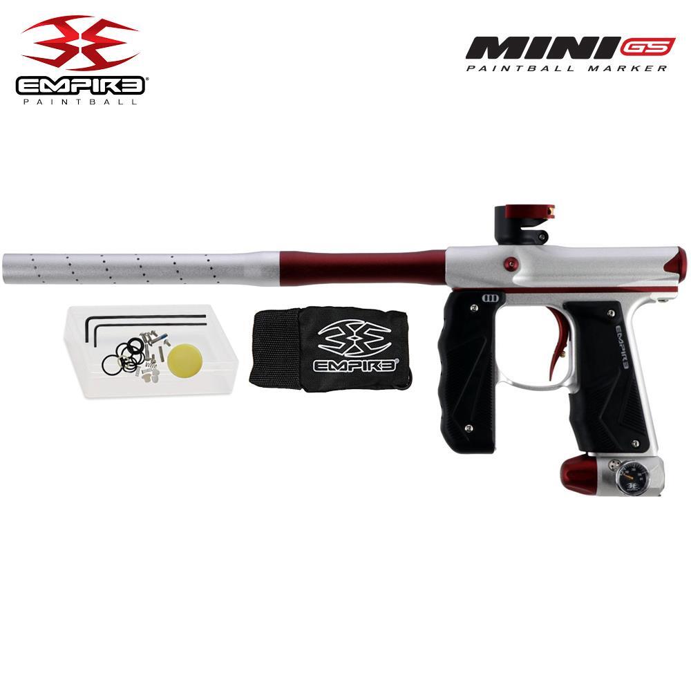 Empire Mini GS Full Auto Advanced Paintball Gun Package - Dust Silver / Red