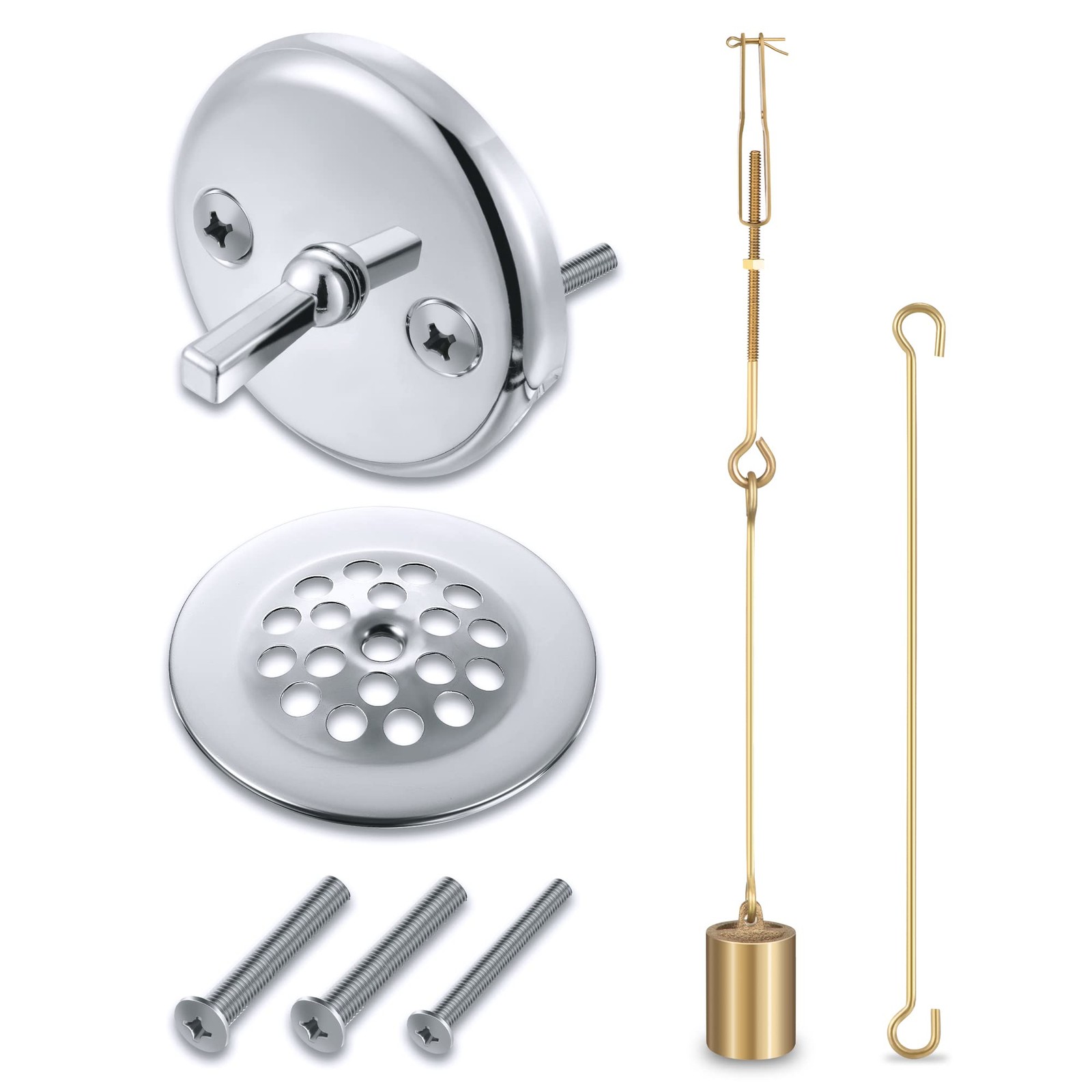 Enhon Universal Bath Tub Drain Linkage Assembly with Trip Lever and Strainer...