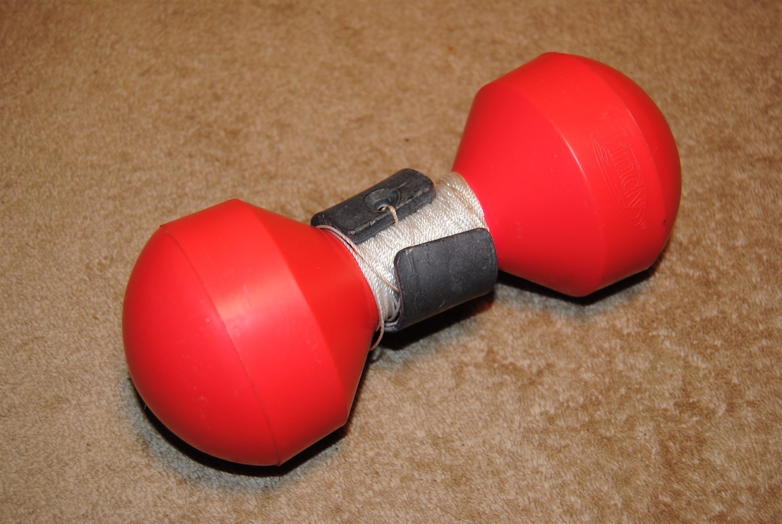 Vintage Lindy Buoy with String and Lead Weight Fishing Diver Marker