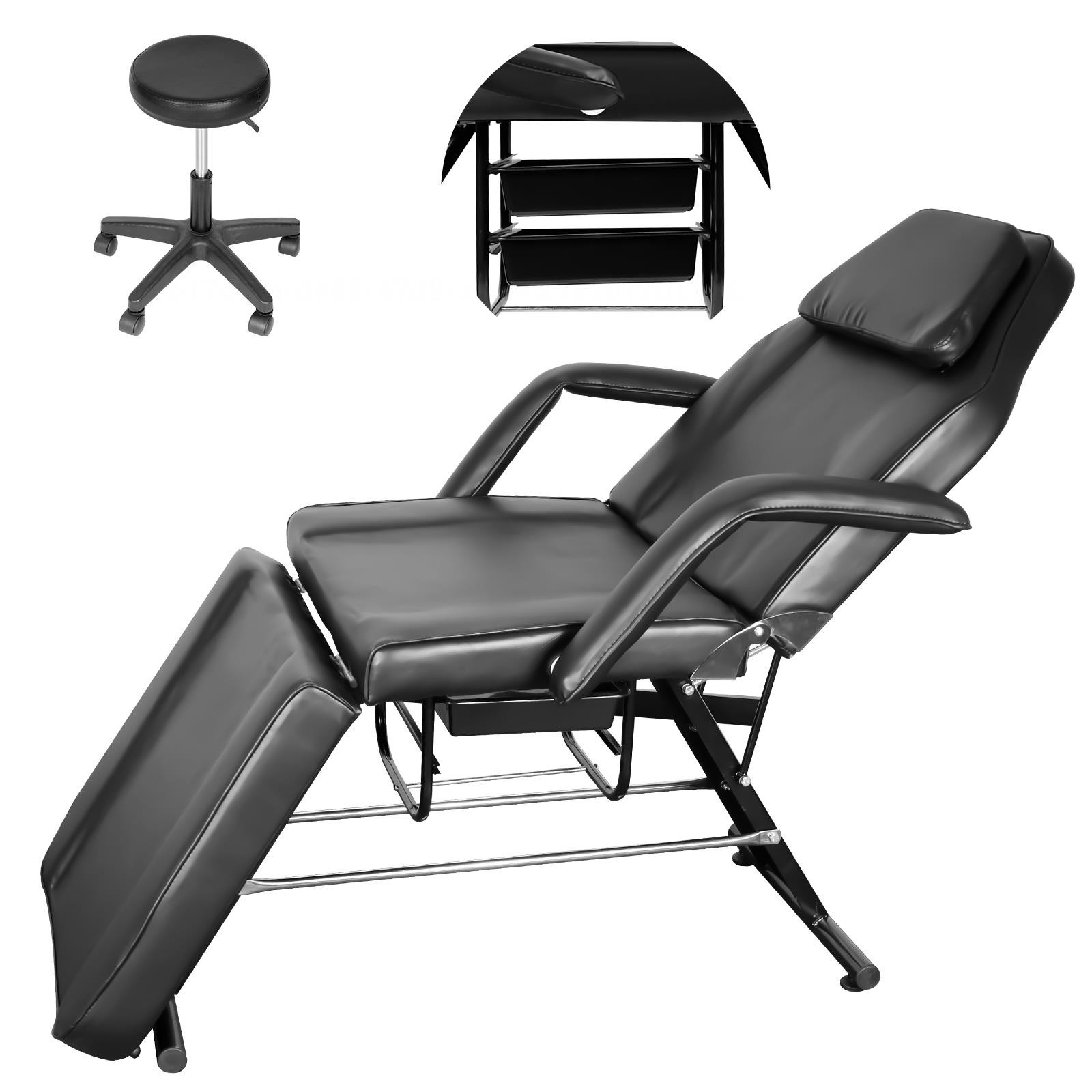 Adjustable Facial Table Tattoo Chair Adjust Salon Massage Table w/ Storage Box