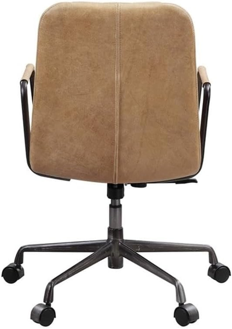 Eclarn Leather Adjustable Height Swivel Office Chair in Brown