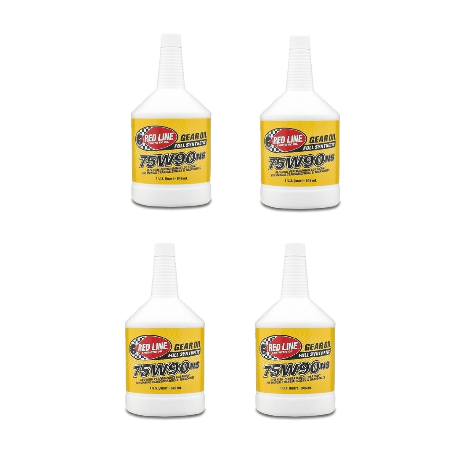 Red Line Oil 58304 Set of 4 Full Synthetic 75W90NS GL-5 Gear Oil Bottles, 1qt