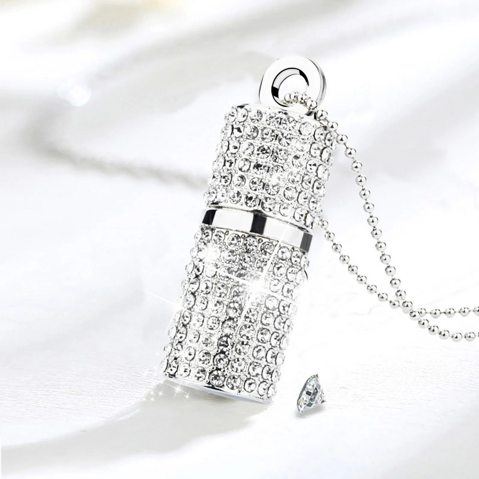 Kootion Crystal Diamond 64GB USB 2.0 Flash Drive Necklace Memory External Drive