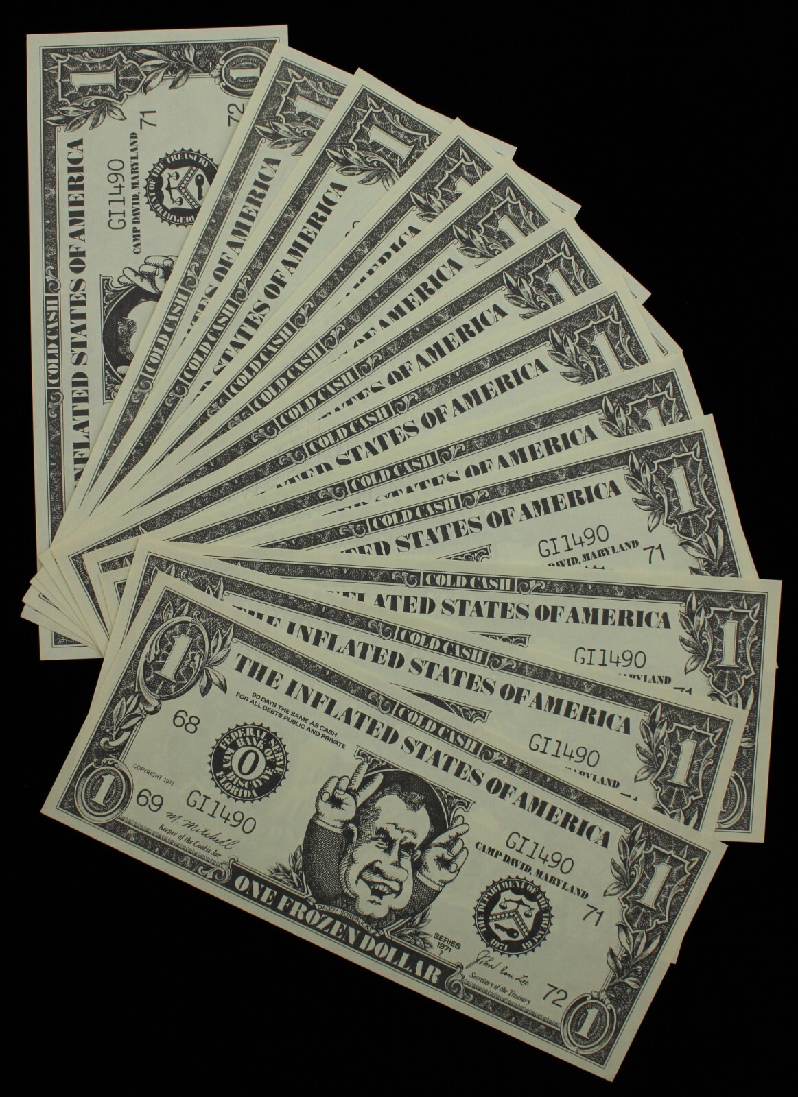 1970s Inflated States of America Richard Nixon Political Satire Lot of 12 Notes