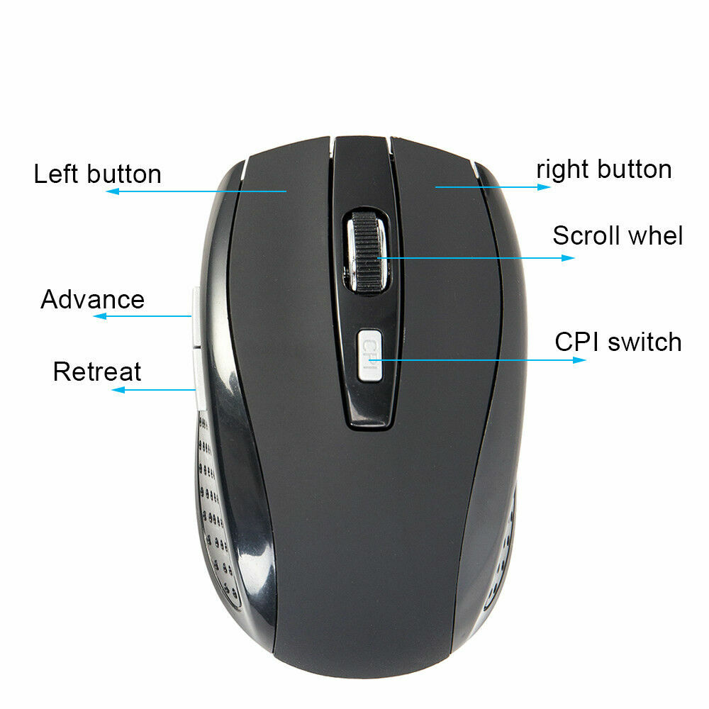 2.4GHz Wireless Optical Mouse Adjustable DPI Cordless Mice + Receiver for Laptop