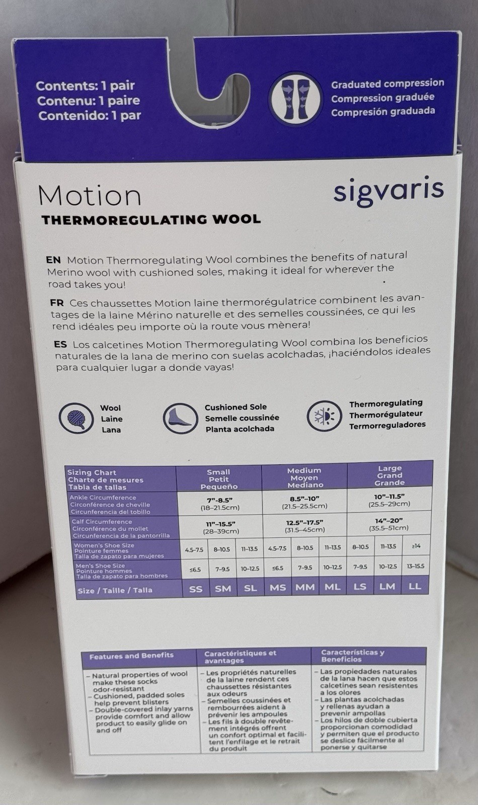 Sigvaris Motion Thermoregulating Wool Medical Compression Socks 20-30 mmHg MM