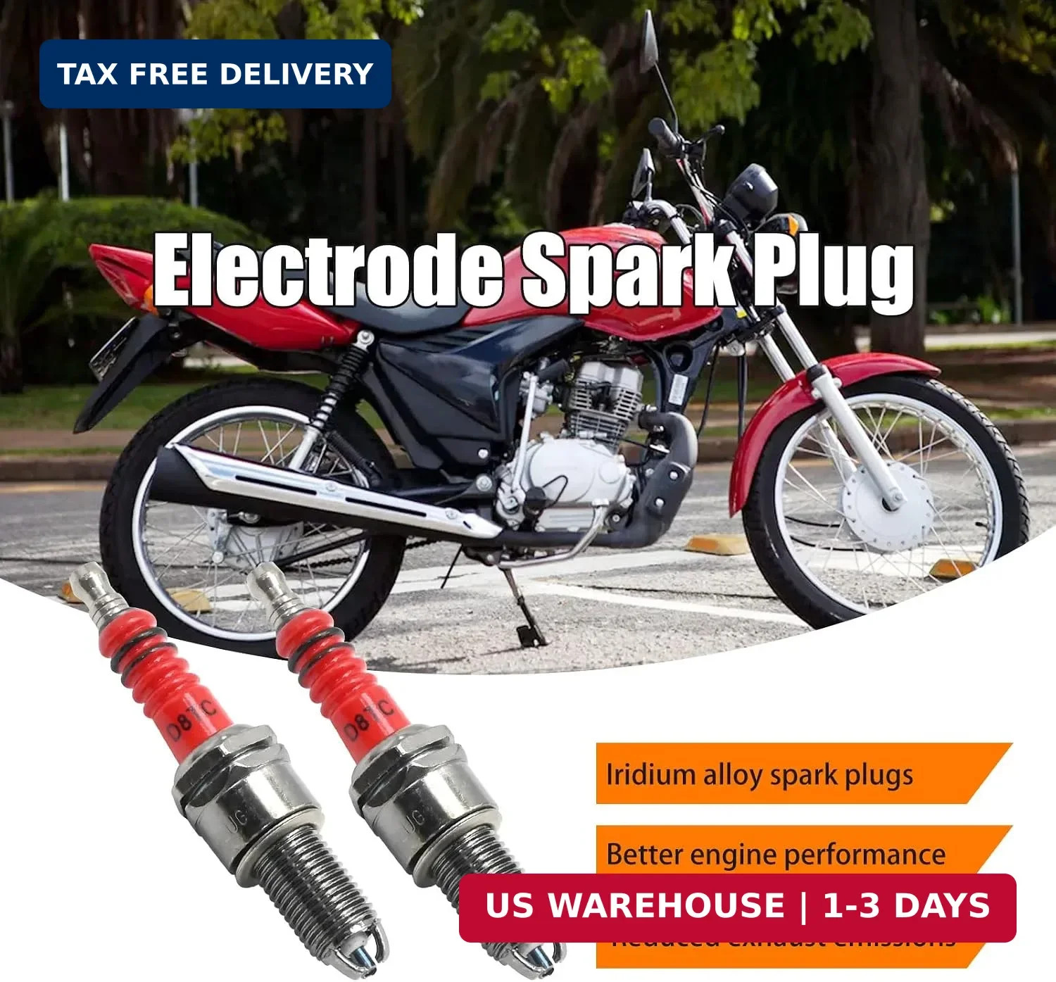 4 Pack D8TC 3 Electrode Spark Plug Replacement for CG 125cc 150cc 200cc 250cc CF
