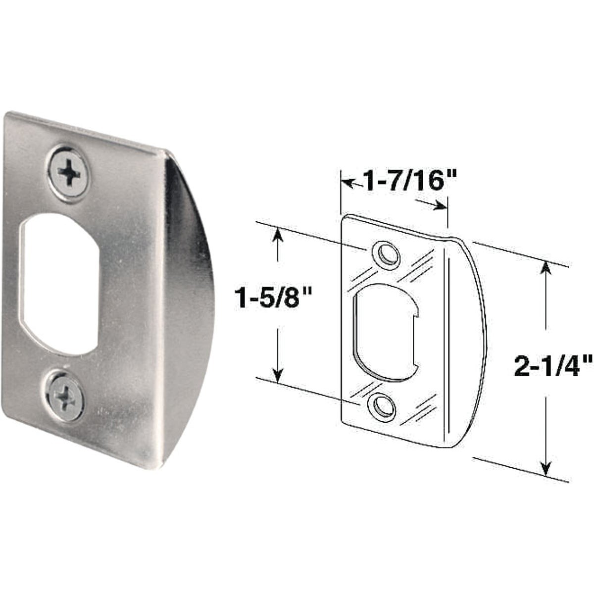 Defender Security Chrome 1-3/4 In. Lip Strike Plate E 2234 PRIME-LINE Defender