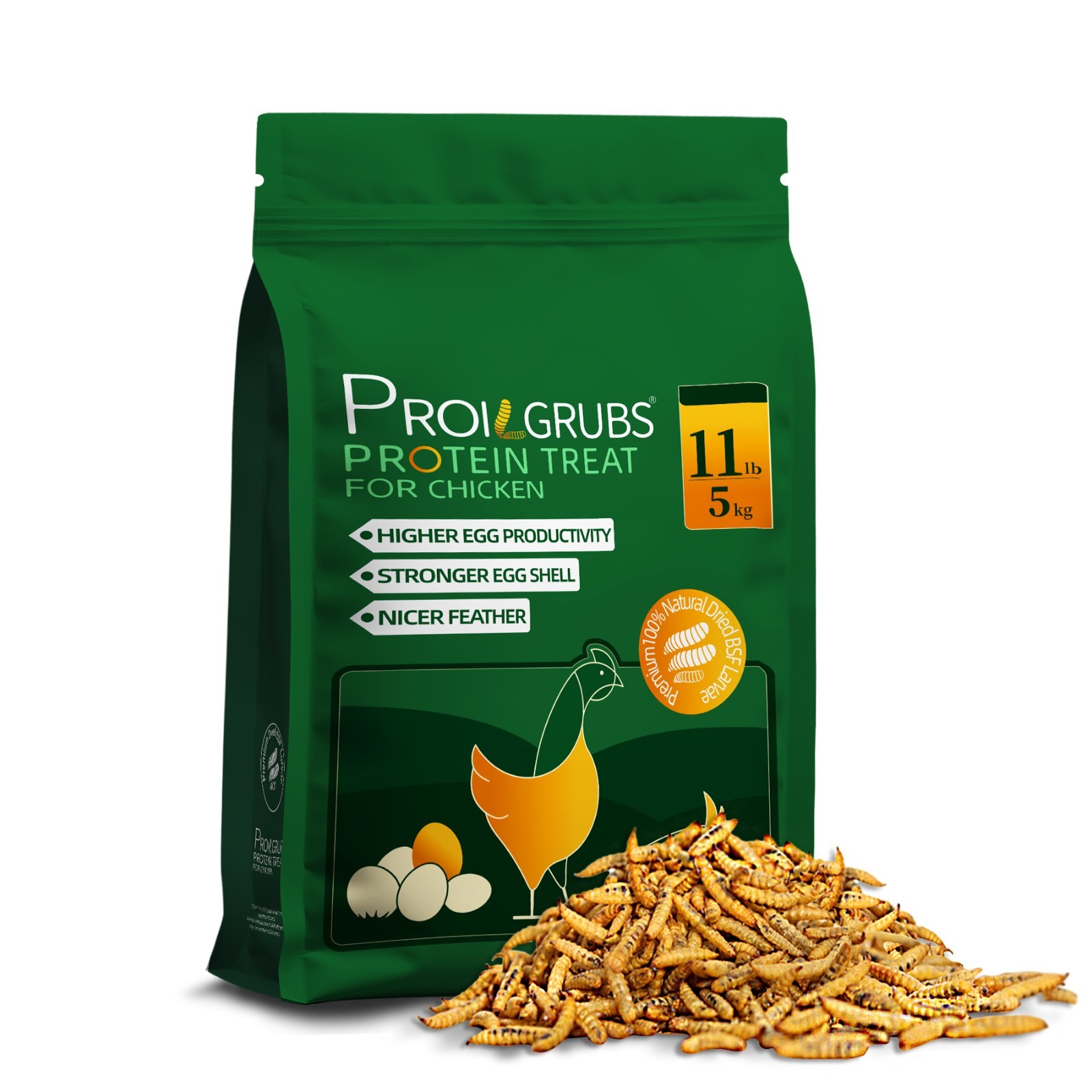 Proilgrubs 11LBS Dried Black Soldier Fly Larvae for Chickens ,ducks,birds
