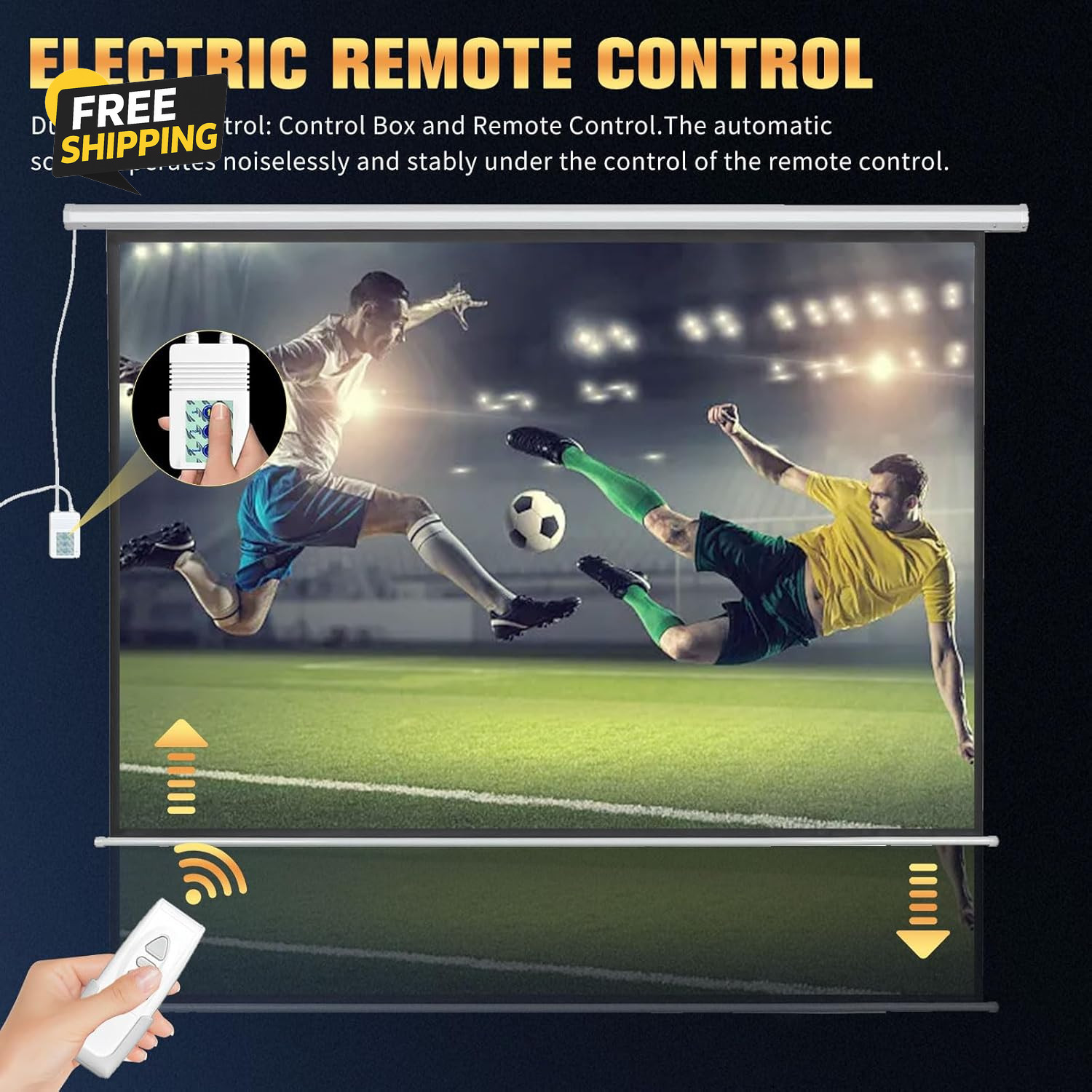 72 Inch Electric Projector Screen with Remote, Automatic Air Indoor Drop Down