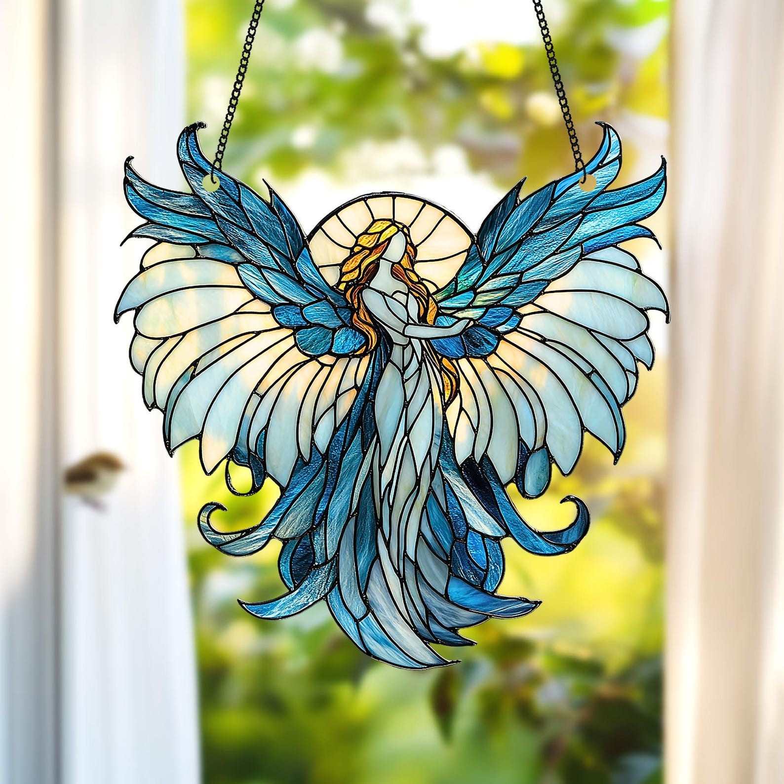 Angel with Blue Wings 2D Flat Suncatcher – Heavenly Acrylic