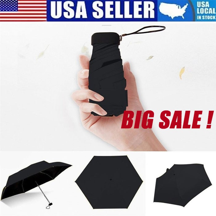 NEW Mini Portable Capsule Folding Umbrella UV Sunshade 6 Fold Umbrella+Case Lot