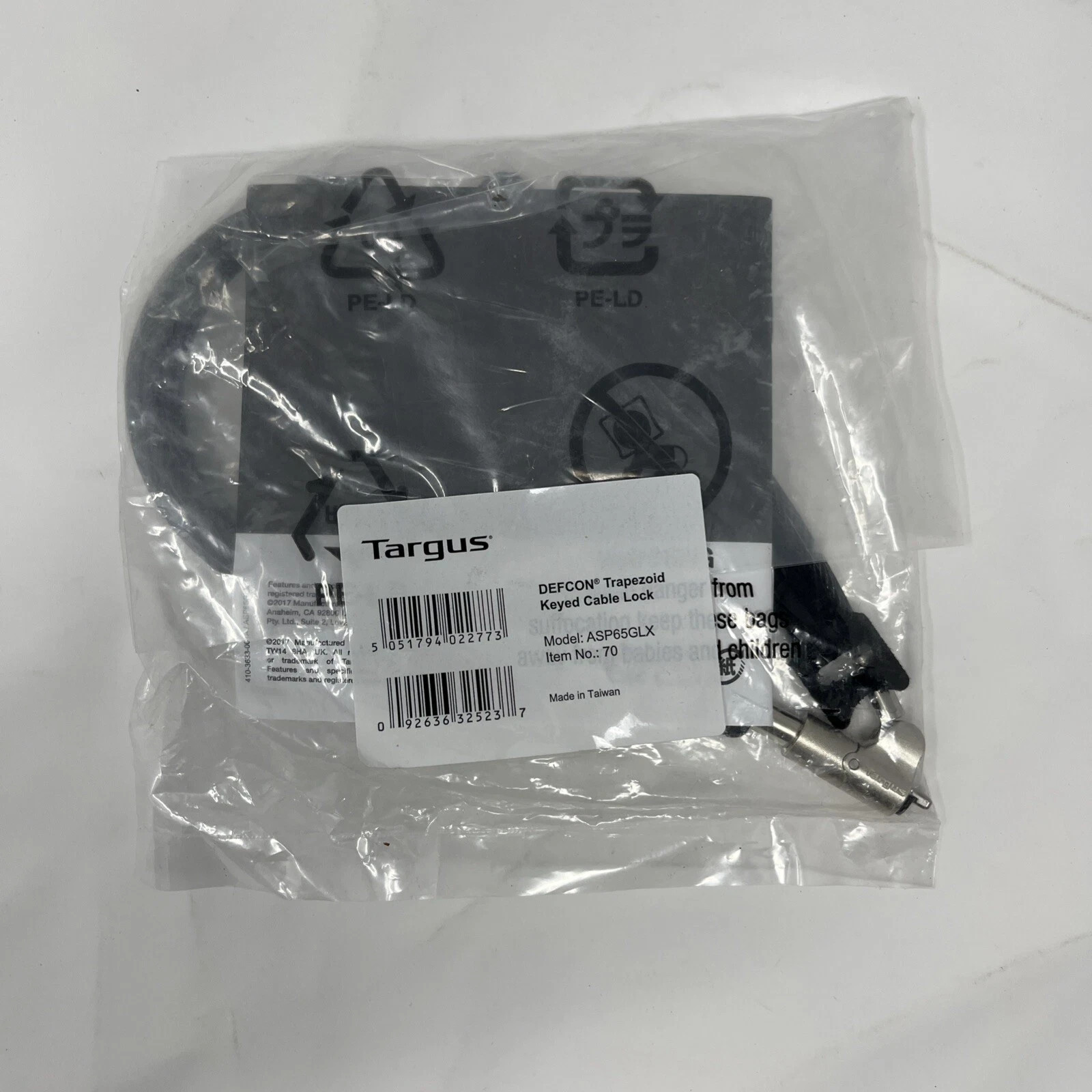 Targus DEFCON Trapezoid Keyed Cable Lock - ASP65GLX