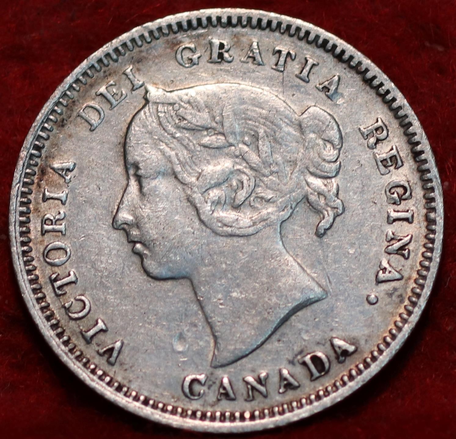 🇨🇦 1890-H Queen Victoria 5 Cents Silver Coin Canada