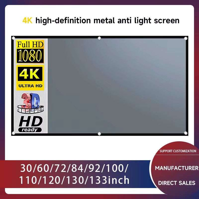 Projector Screen 16:9 Metal anti Light Curtain Reflective Fabric Cloth for YG300