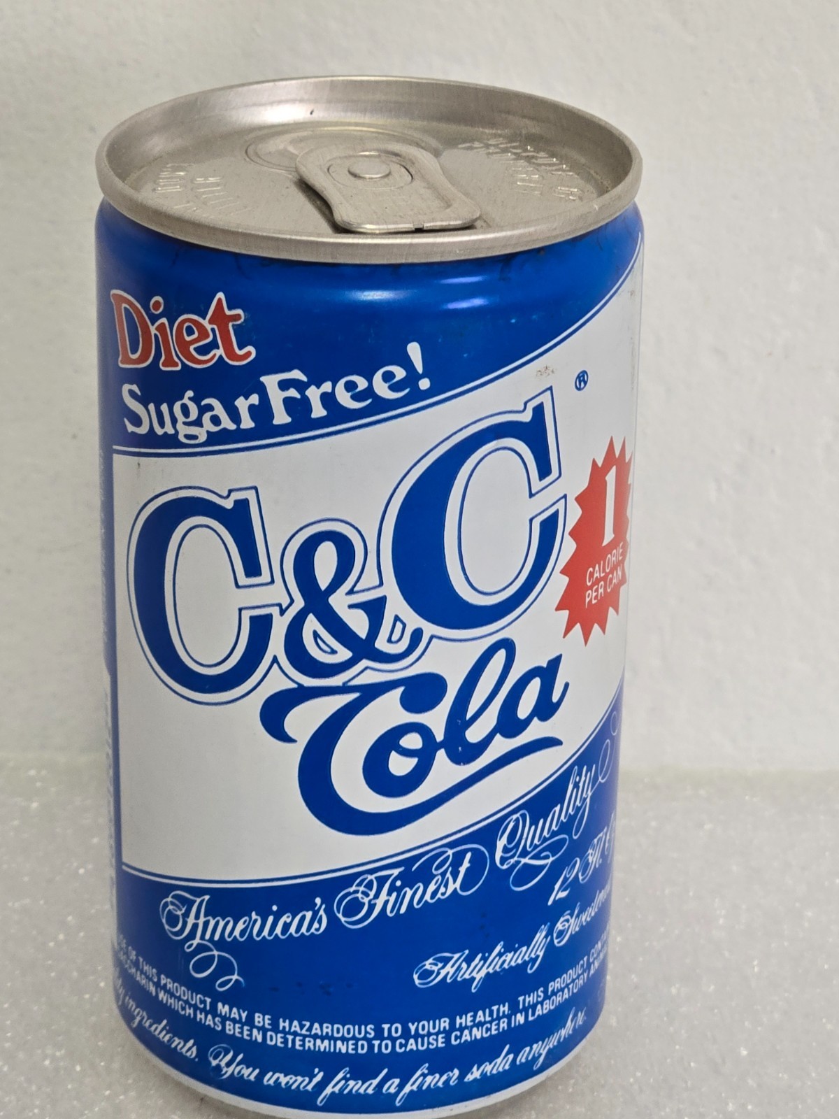 Vintage Diet Sugar Free! C & C Cola Drawn Steel Soda Pop Can