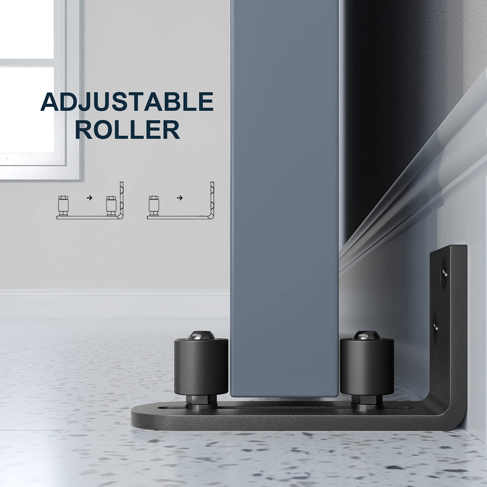 EaseLife 2-Pack Barn Door Floor Guide, Wall Mount, Adjustable Ball Bearings