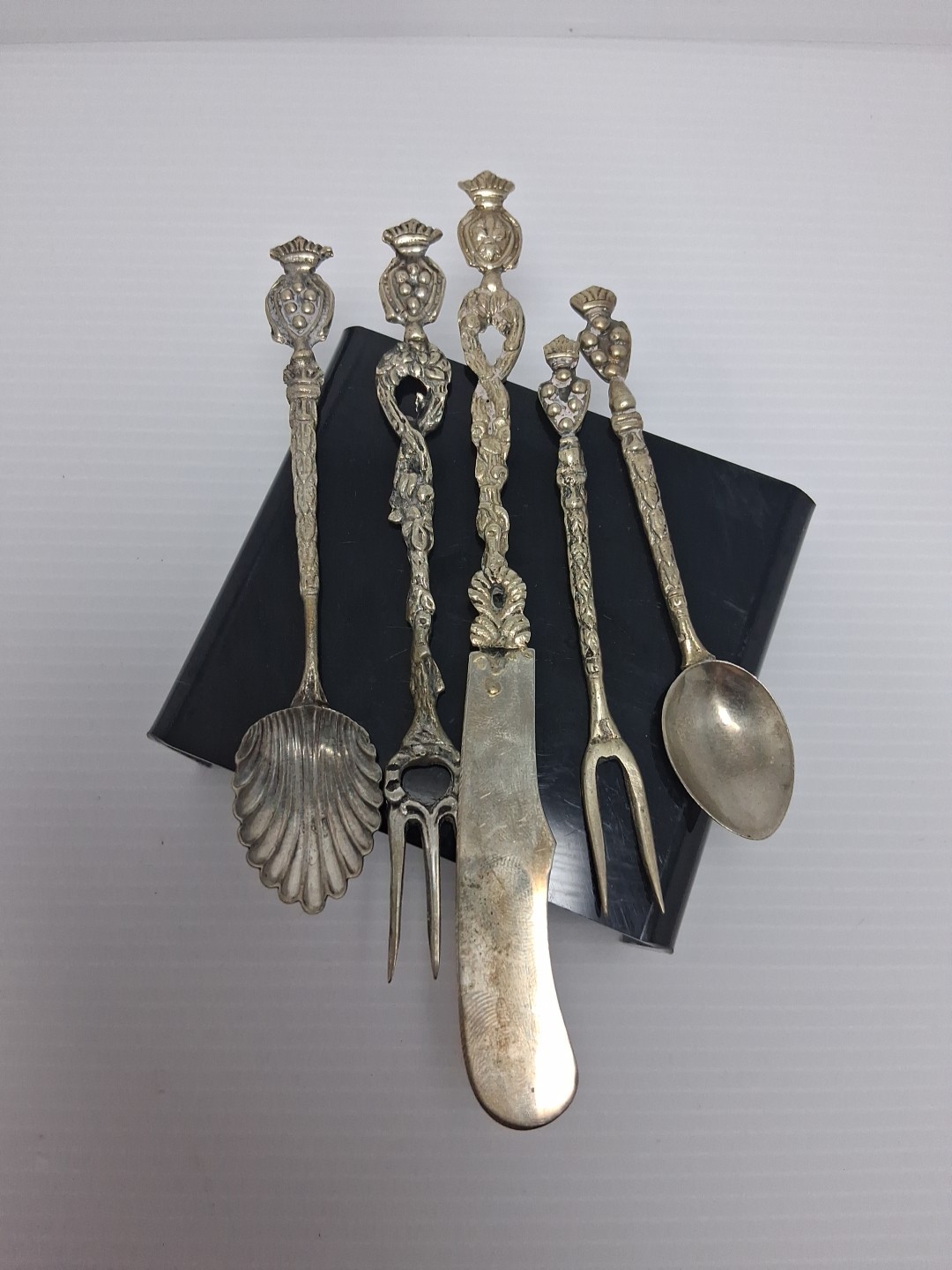 small Italy marked silver tone silverware fork spoon knife