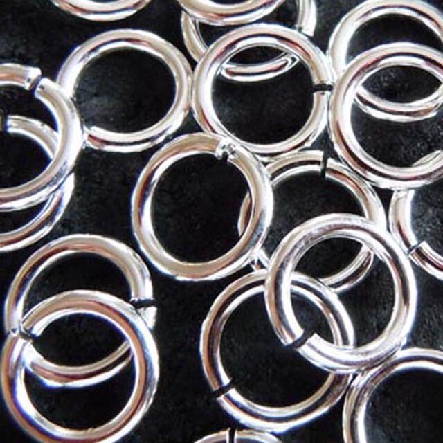 10mm Silver Plate - 5 Pack LOCKING JUMP RINGS No Solder Needed - 14 Gauge