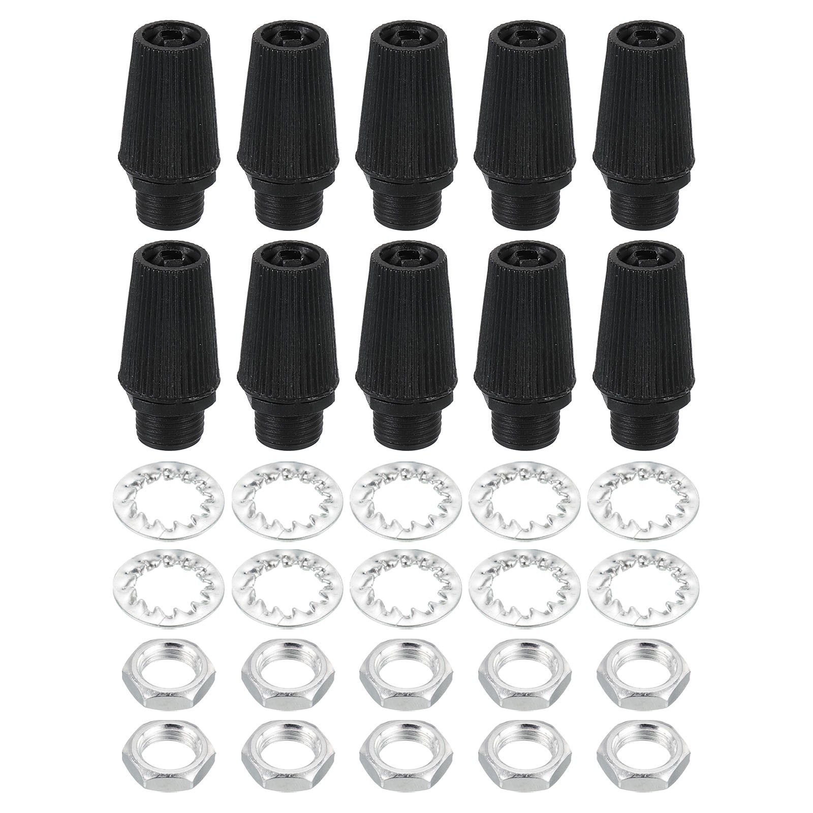10Pcs Lighting Cord Grips Connector Carbon Steel Light Cable Glands Black
