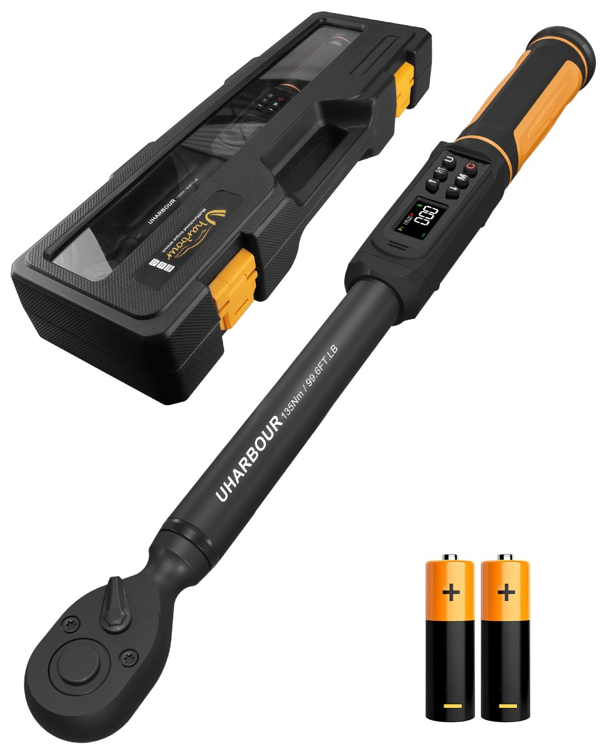 Uharbour 3/8" Drive Digital Torque Wrench 1.5-99.5 ft-lbs/6.8-135Nm | ±1% Acc...