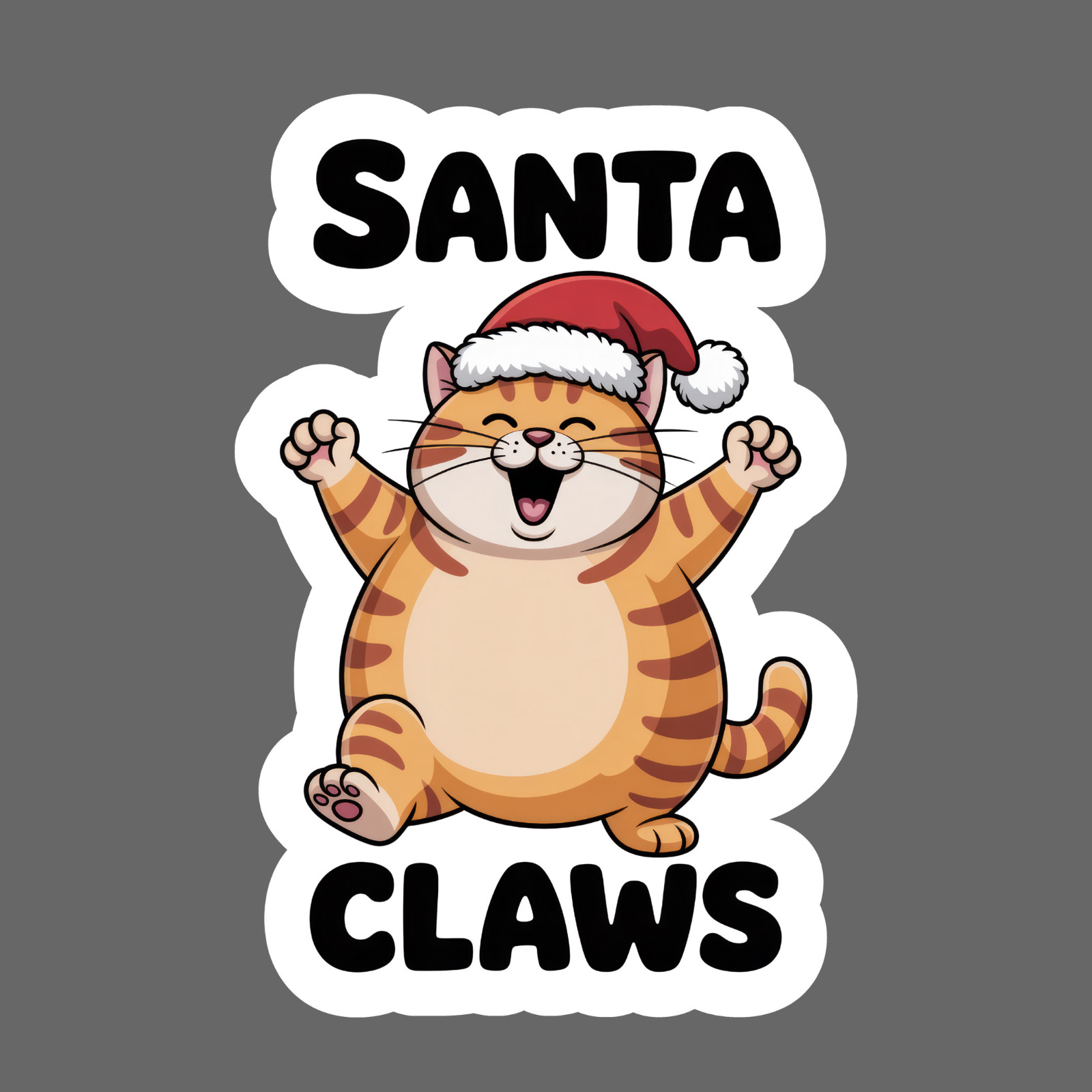 Santa Claws Cat Sticker Vinyl Decal Funny Christmas Holiday Cute Kitty Humor